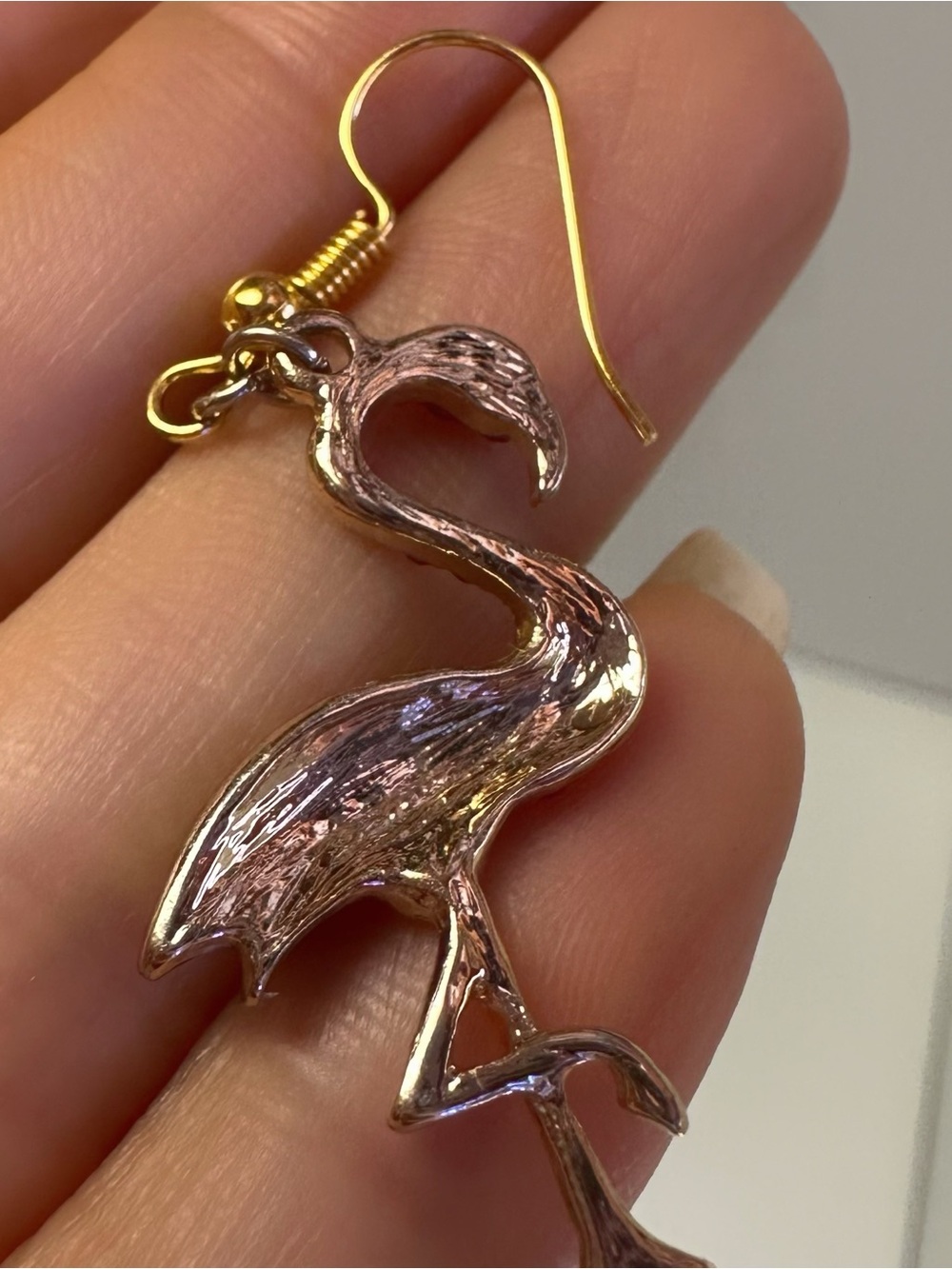 Pink Rhinestone Flamingo Earring - Picture 6 of 9